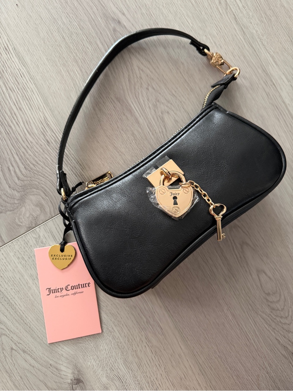 Juicy Couture Black Mini Bag with Gold Heart Padlock